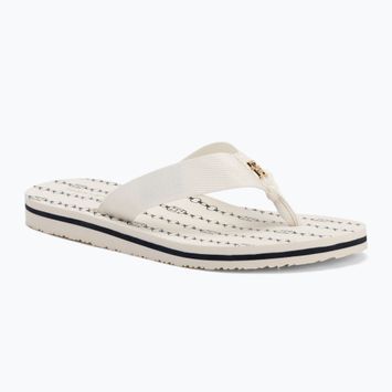 Moteriškos šlepetės per pirštą Tommy Hilfiger Chain Print Beach Sandal ivory