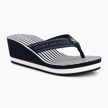 Moteriškos šlepetės per pirštą Tommy Hilfiger Stripes Wedge Beach Sandal space blue