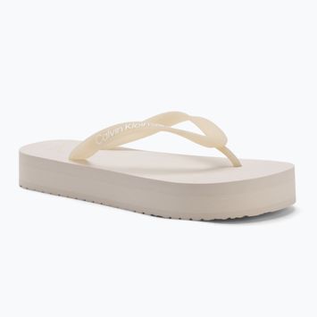 Moteriškos šlepetės per pirštą Calvin Klein YW0YW01830 Beach Sandal Flatform Tpu eggshell/bright white