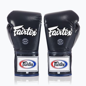 Bokso pirštinės Fairtex Pro Competition Locked Thumb Leather blue