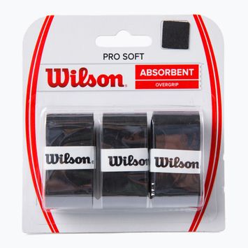 Wilson Pro Soft Overgrip teniso raketės apvyniojimai 3 vnt. juodi WRZ4040BK+