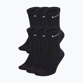 Nike Everyday Cushioned 6 poros juodų/baltų kojinių