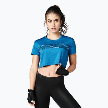 Moteriški treniruočių marškinėliai STRONG ID Crop Knit Tee blue Z1T02350