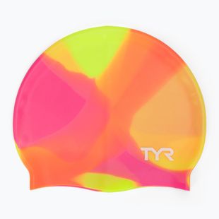 Vaikiška plaukimo kepuraitė TYR Tiedye Silicone Multicolor Jr yellow/pink/orange