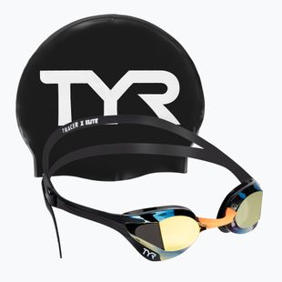 Plaukimo akiniai TYR Tracer-X Elite Mirrored gold/black