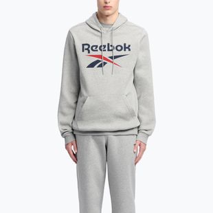 Vyriškas džemperis Reebok Identity Big Logo Fleece Hoodie medium grey heater/vector navy/vector red