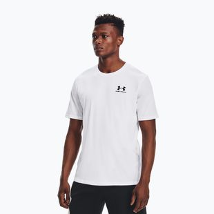 Vyriški Under Armour Sportstyle kairės krūtinės pusės SS treniruočių marškinėliai balta/juoda