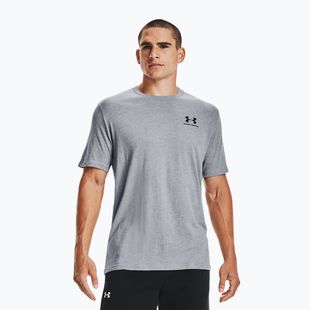 Vyriški Under Armour Sportstyle Sportstyle kairės pusės krūtinės SS plieno šviesūs heather/juodi treniruočių marškinėliai