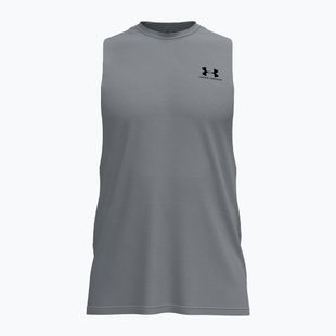 Vyriški treniruočių marškinėliai Under Armour Left Chest Cut Off Tank steel light heather/black