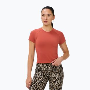 Moteriški jogos marškinėliai Sweaty Betty Athlete Crop Seamless Workout terrazzo red