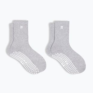 Moteriškos kojinės Sweaty Betty Pilates Crew Gripper 2 pary light grey marl