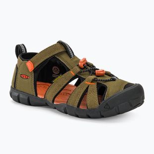 KEEN Seacamp II CNX dark olive/gold flame jaunimo sandalai
