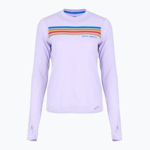 Moteriški bėgimo marškinėliai Brooks Distance Graphic LS heather violet dash/stripe