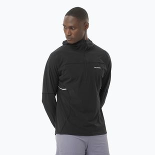 Vyriškas bėgimo džemperis Salomon Sense Aero Hybrid Half Zip Hooded deep black