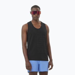 Vyriškas bėgimo tank topas Salomon Sense Aero Singlet GFX deep black