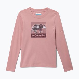Vaikiški žygio marškinėliai ilgomis rankovėmis Columbia Hazeldel Hill Graphic Tee eraser pink/barely printed