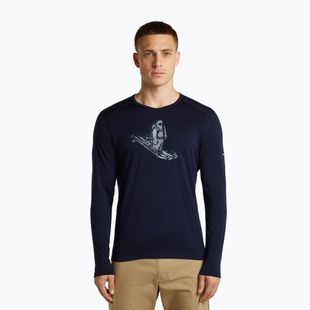 Vyriški ilgomis rankovėmis marškinėliai icebreaker Merino 200 Oasis Crewe SkiingYeti midnight navy