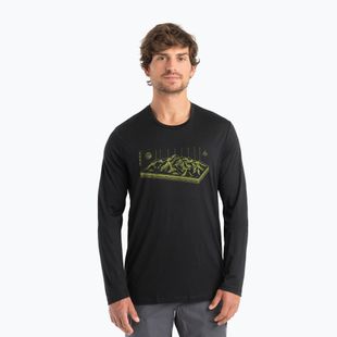 Vyriški termoaktyvūs marškinėliai icebreaker Merino 150 Tech Lite II Tee Alps 3D juodi