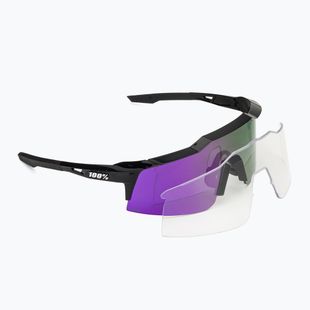 Akiniai nuo saulės 100 % Speedcraft SL polished black/hiper polarized lavender mirror