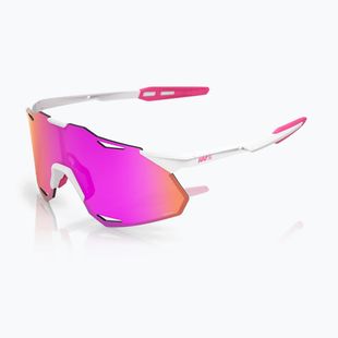 Saulės akiniai 100% Hypercraft XS matte white/pink/hiper vital pink mirror