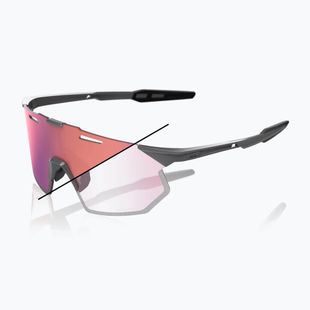 Saulės akiniai 100% Hypercraft SQ gloss light grey/rose gold mirror photochromic