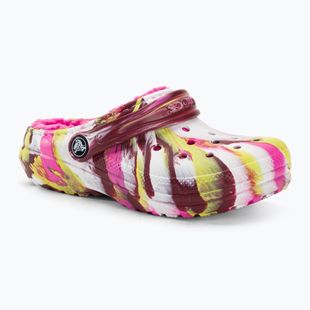 Crocs Classic Lined Marbled Clog electric pink/multi vaikiškos šlepetės