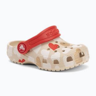 Vaikiškos šlepetės Crocs Classic Heart Print Clog sandstone