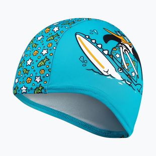 Speedo spausdinta poliesterio mėlyna/žalia plaukimo kepurė