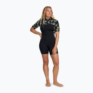 Moteriškas plaukimo hidrokostiumas ROXY 2.0 mm Swell Natural Back Zip SS Springsuit black floral