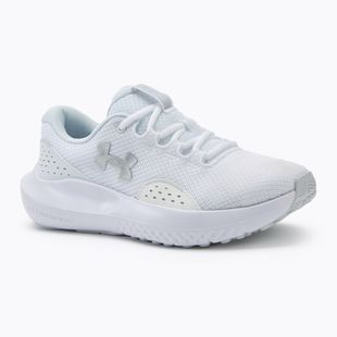 Under Armour Charged Surge 4 moteriški bėgimo bateliai balti/šviesiai pilki/metalo sidabro spalvos