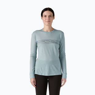 Moteriški marškinėliai ilgomis rankovėmis Patagonia Cap Cool Merino Blend Graphic strata stripe: thermal blue