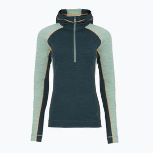 Moteriškas termoaktyvus džemperis Smartwool Classic Thermal Merino Base Layer 1/2 Zip Hoodie Boxed twilight/arctic green