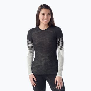 Moteriški termoaktyvūs marškinėliai Smartwool Intraknit Thermal Merino Base Layer Pattern Crew juodi