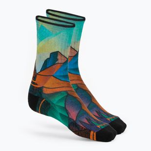 Moteriškos kojinės Smartwool Hike Targeted Cushion Mountain Prism Print Crew orange rust