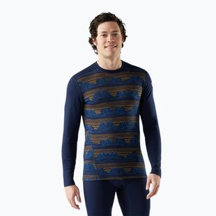 Vyriški termoaktyvūs marškinėliai Smartwool Merino 250 Baselayer Crew Boxed deep navy geo peaks