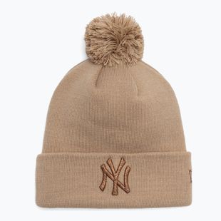 Moteriška kepuraitė su snapeliu New Era Metallic Bobble Knit Beanie New York Yankees beige