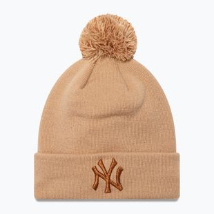 Moteriška kepuraitė su snapeliu New Era Metallic Bobble Knit Beanie New York Yankees beige