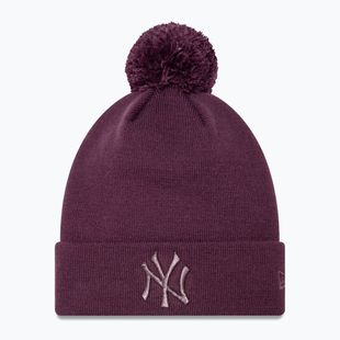 Moteriška kepuraitė su snapeliu New Era Metallic Bobble Knit Beanie New York Yankees dark purple