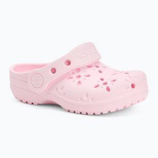 Vaikiškos šlepetės Crocs Classic Floral Cutout Clog Kids Toddler pink milk