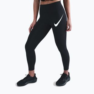 Moteriškos bėgimo tamprės Nike Tempo Swoosh Run High-Waisted 7/8 black/white