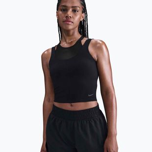 Moteriška treniruočių viršutinė dalis Nike One Fitted Dri-Fit Cropped Tank black/dark smoke grey