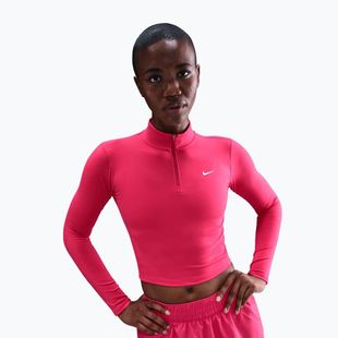 Moteriški ilgomis rankovėmis marškinėliai Nike One Fitted Dri-Fit 1/4 Zip Mid Layer rush pink/white