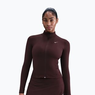 Moteriškas treniruočių džemperis Nike One Fitted treninginis džemperis Dri-Fit Full-Zip burgundy crush/white
