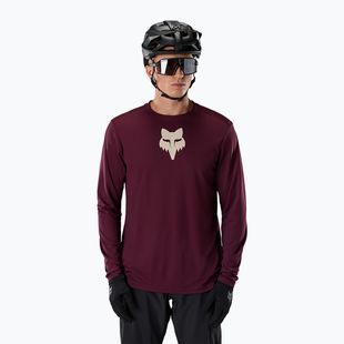 Vyriški ilgomis rankovėmis dviračių marškinėliai Fox Racing Ranger Fox Head LS dark maroon