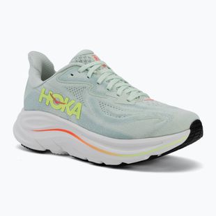 Moteriški bėgimo bateliai HOKA Clifton 10 sea glass/neon flame