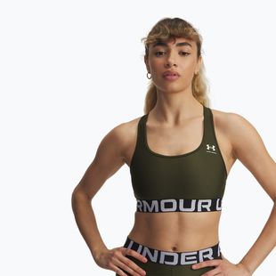 Treniruočių liemenėlė Under Armour HG Authentics Mid Branded expedition green/white