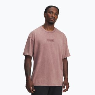 Vyriški treniruočių marškinėliai Under Armour Project Rock Heavyweight Oversized maroon mist/black