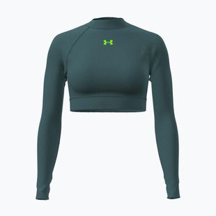 Moteriški treniruočių marškinėliai ilgomis rankovėmis Under Armour HeatGear Crop Mock rack green/hyper green