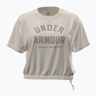 Moteriški treniruočių marškinėliai Under Armour Bungee Hem Tee summit white/khaki base