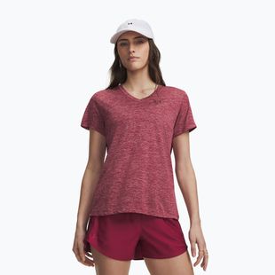 Moteriški treniruočių marškinėliai Under Armour Tech V-Twist claret/ox blood